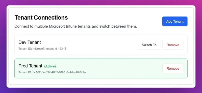 Multi-tenant management interface